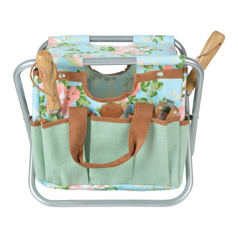 Floral print stool with matching bag attached beneath