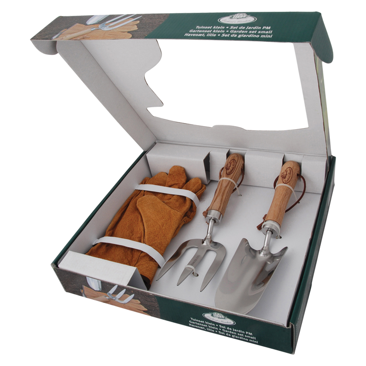 Stainless Steel Garden Tools & Leather Gloves Set