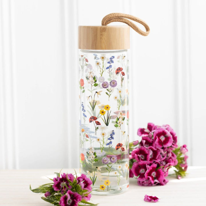 Wildflower Glass & Bamboo Water Bottle