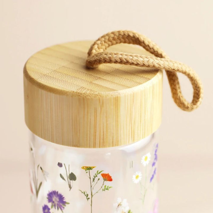 Wildflower Glass & Bamboo Water Bottle