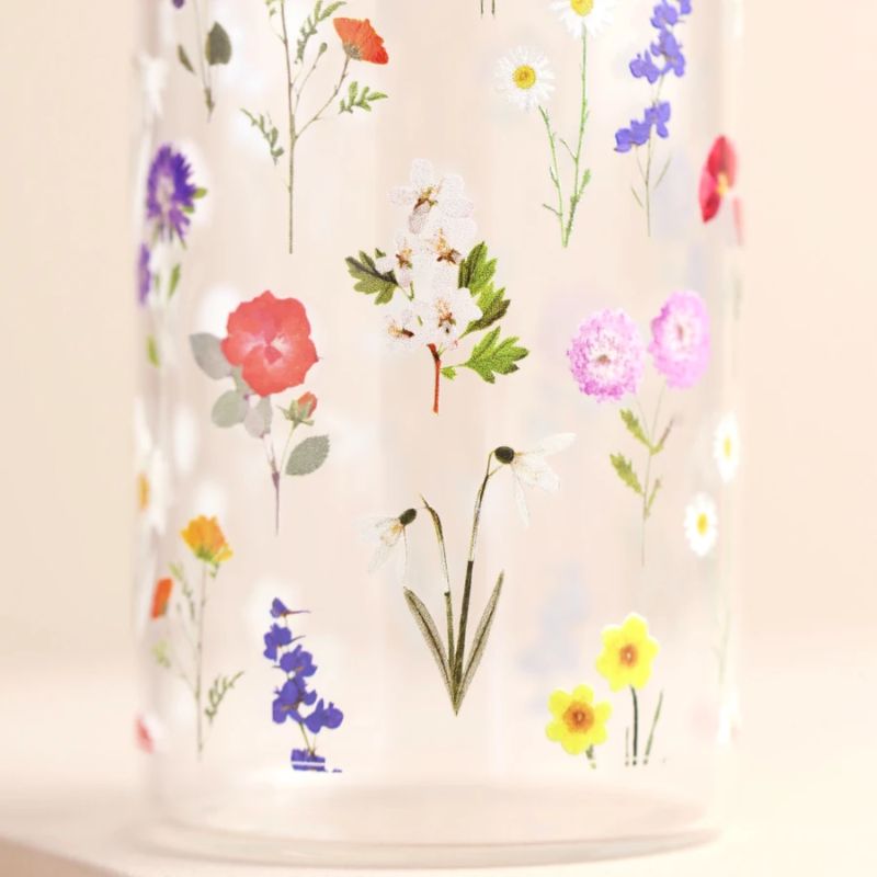 Wildflower Glass & Bamboo Water Bottle